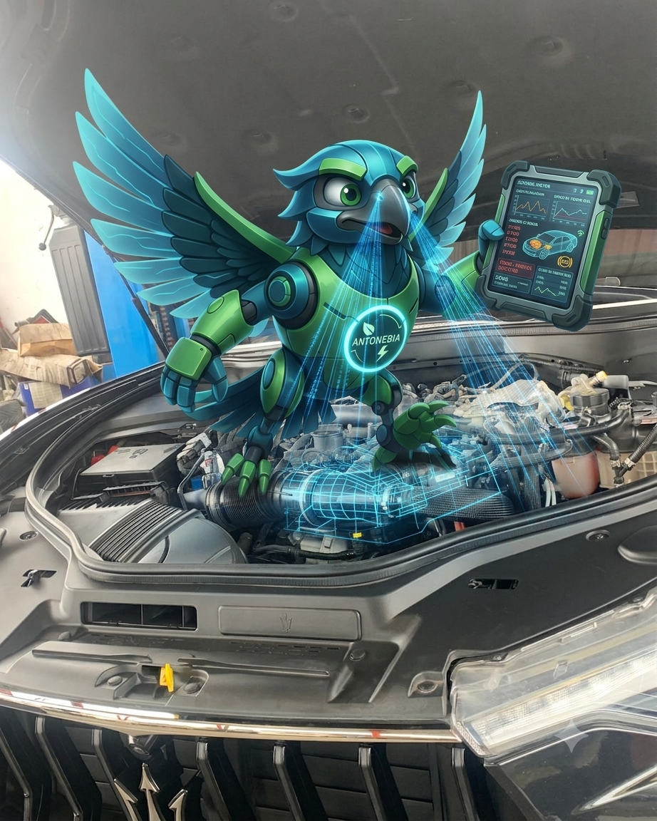 Volt escaneando el motor de un auto